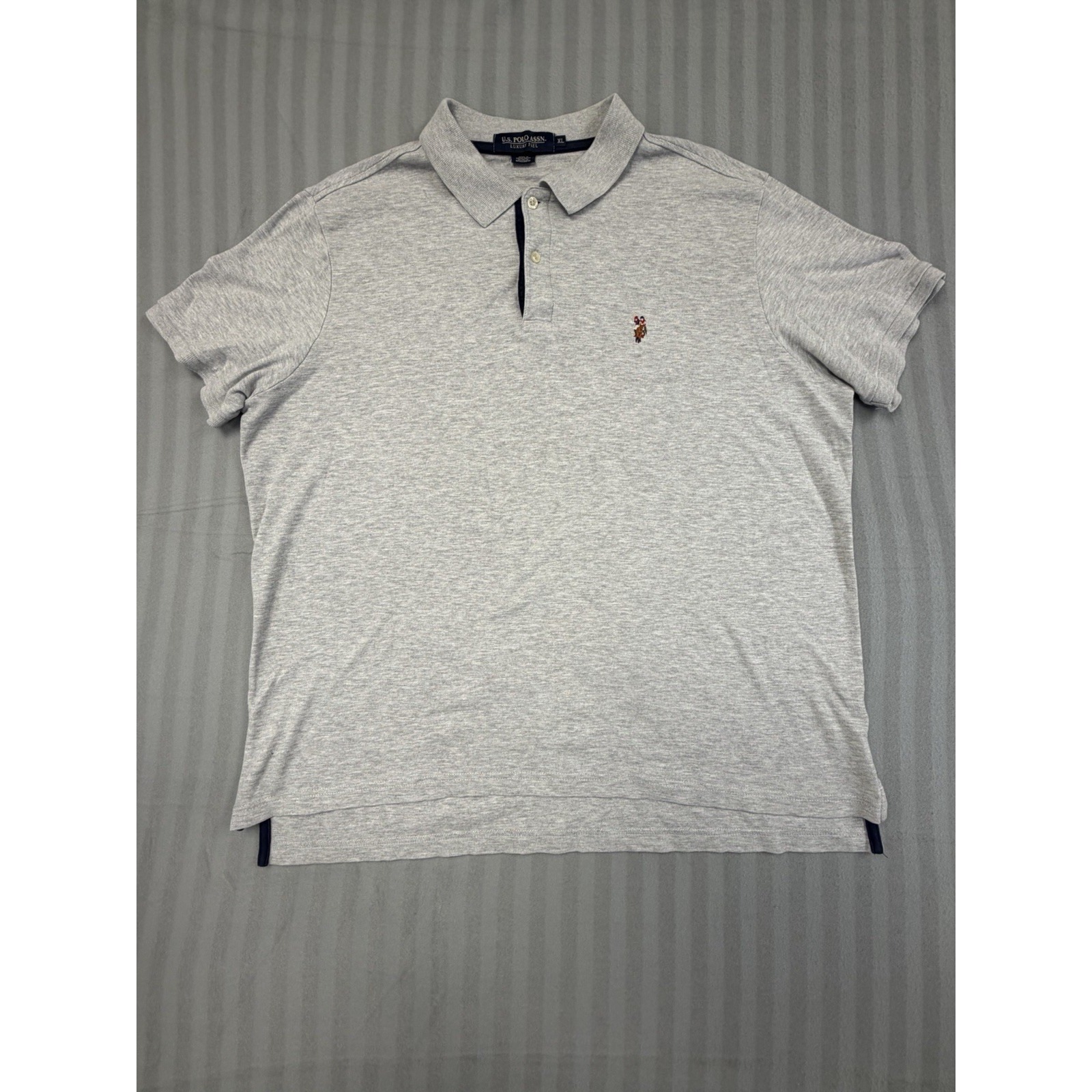 U.S Polo Assn. Luxury Feel Men's Gray Short Sleeve Interlock Polo Shirt Size Xl